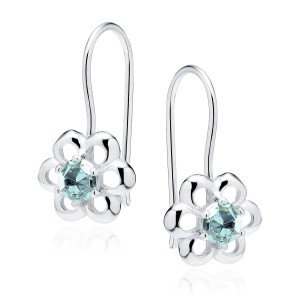 Cercei argint floare cu piatra bleu si tortita DiAmanti Z1351JR_AQ-DIA (Argint 925‰ 1,3 g.)